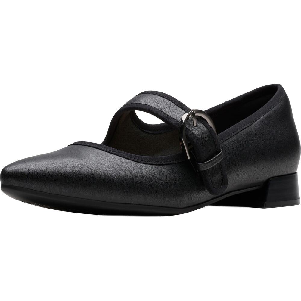 NWT  Clarks Women's Natalyn May Mary Jane Flat, Black Leather, 7.5 Wide